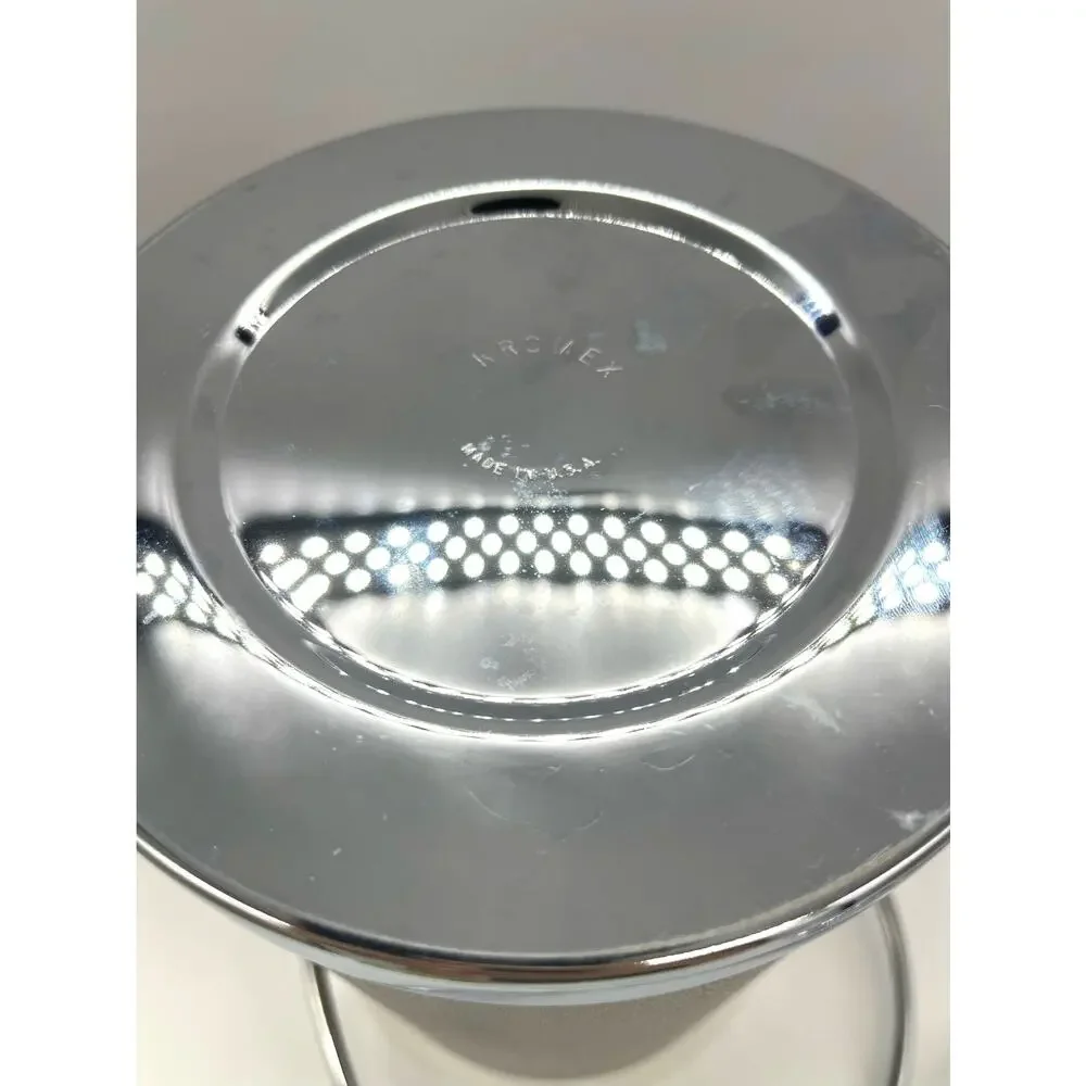Kromex Vintage Mid Century Modern Wood Look Chrome Ice Bucket w/ Tongs